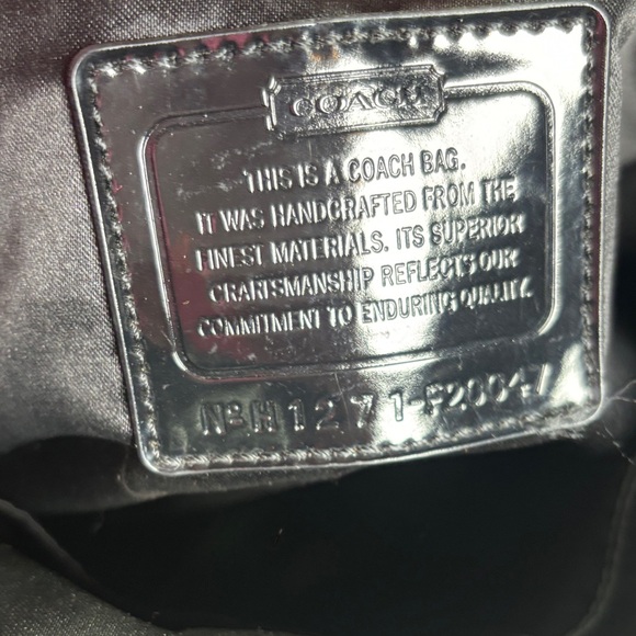 m351 Vintage Coach Black Patent Leather Poppy Daisy Liquid Glass Tote Purse Bag - Picture 9 of 13